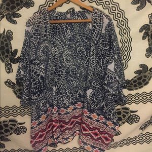 Sheer patterned kimono